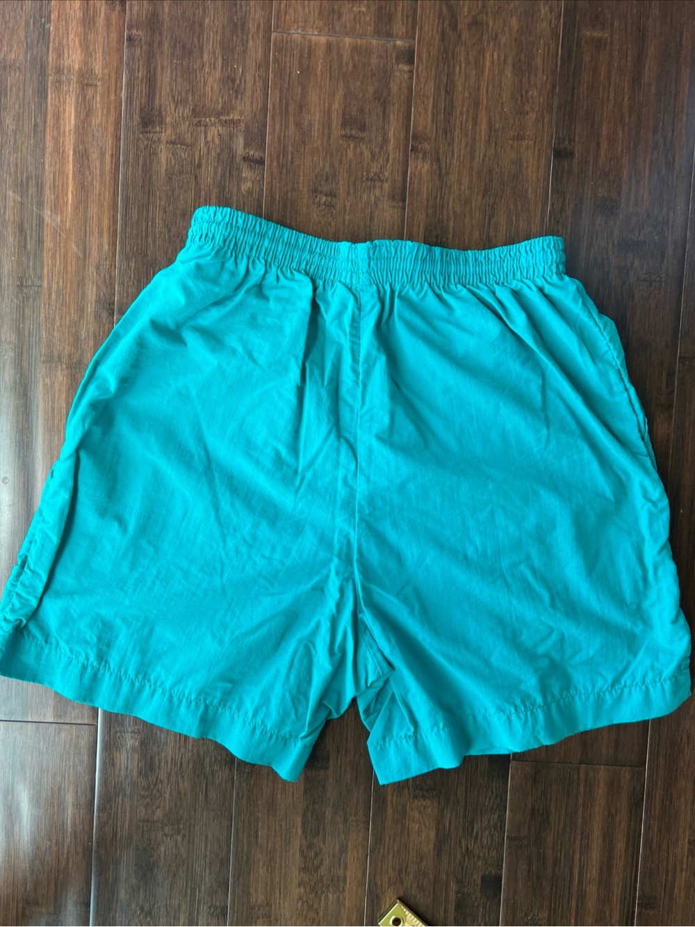 Vintage 80s 90s Y2K Lands End USA Made Blue Baggy Shorts Medium Pull On Baggies